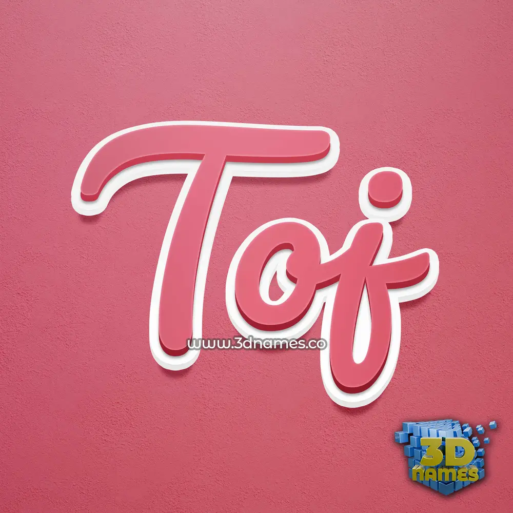 toj in Red Scribble style - 3D name wallpaper