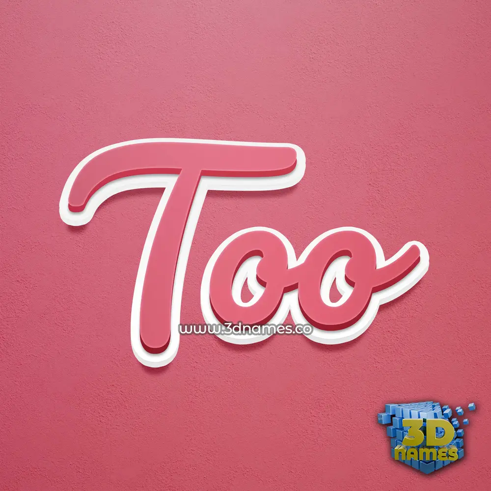 too in Red Scribble style - 3D name wallpaper