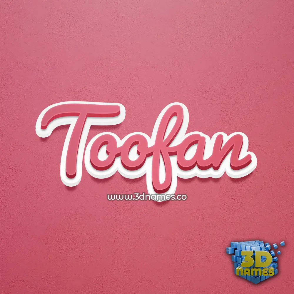 toofan in Red Scribble style - 3D name wallpaper