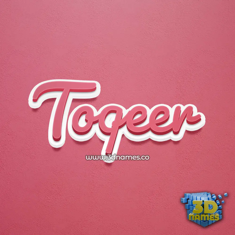 toqeer in Red Scribble style - 3D name wallpaper