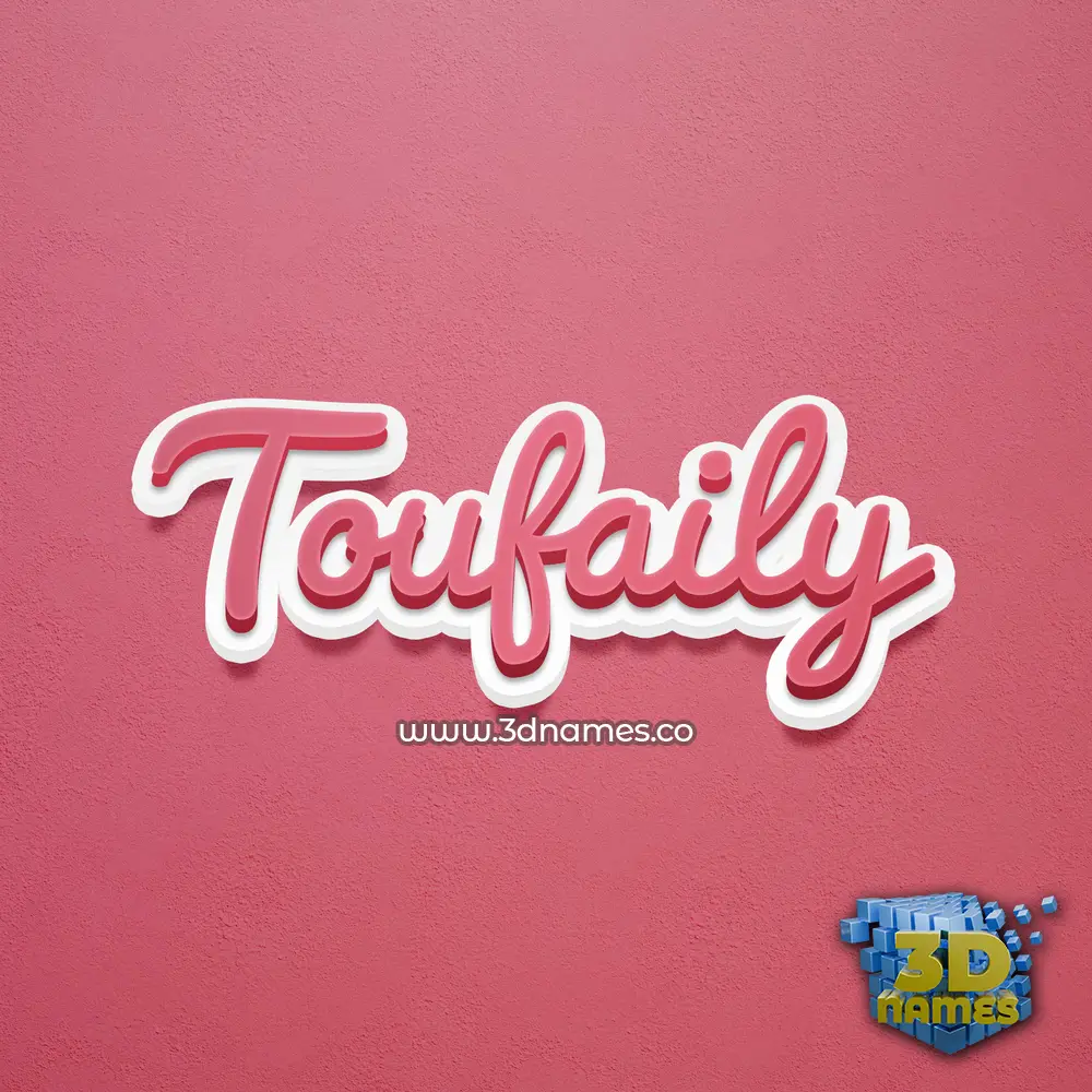 toufaily in Red Scribble style - 3D name wallpaper