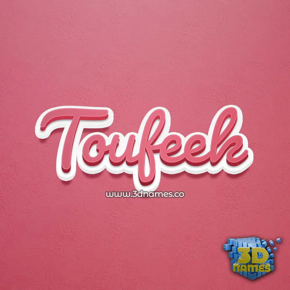 toufeek in Red Scribble style - 3D name wallpaper