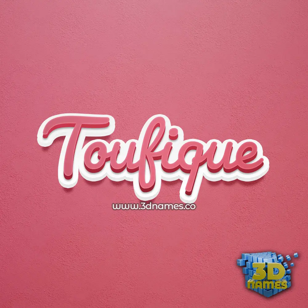 toufique in Red Scribble style - 3D name wallpaper