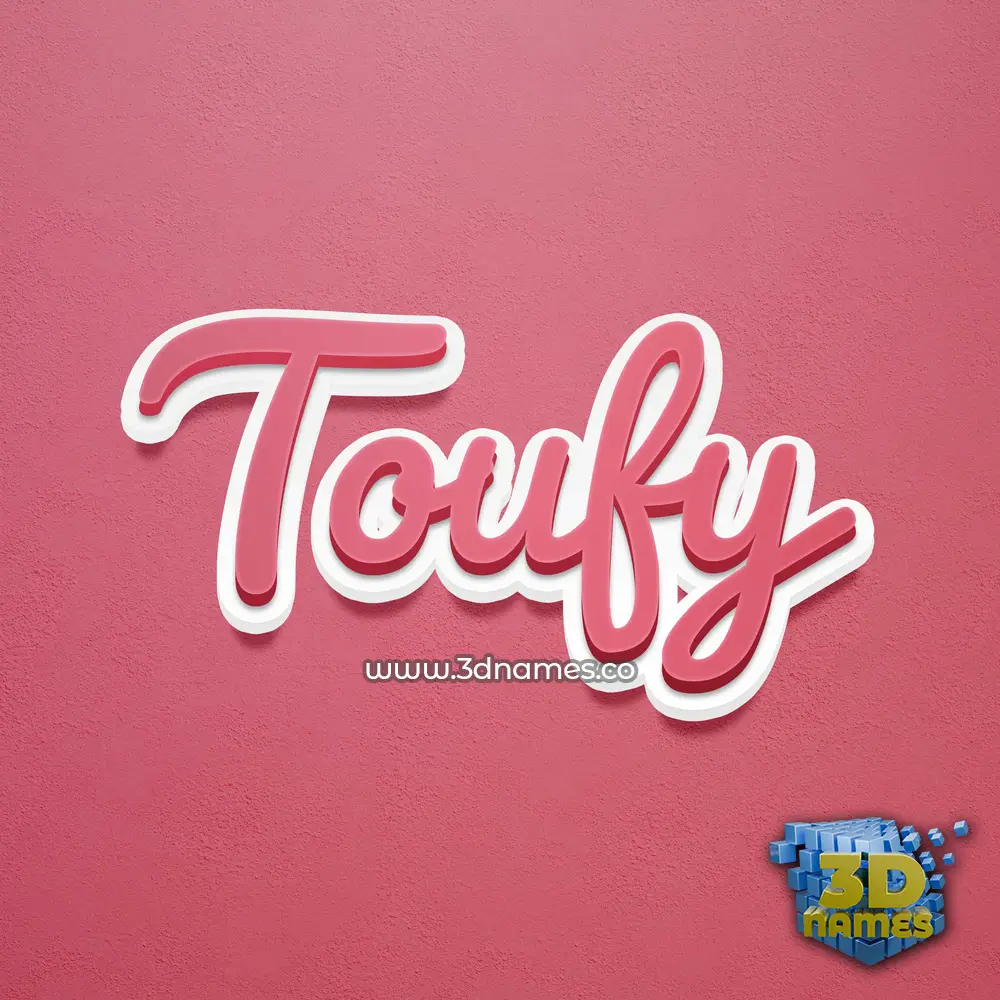 toufy in Red Scribble style - 3D name wallpaper