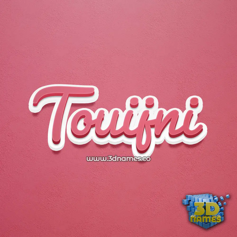 touijni in Red Scribble style - 3D name wallpaper