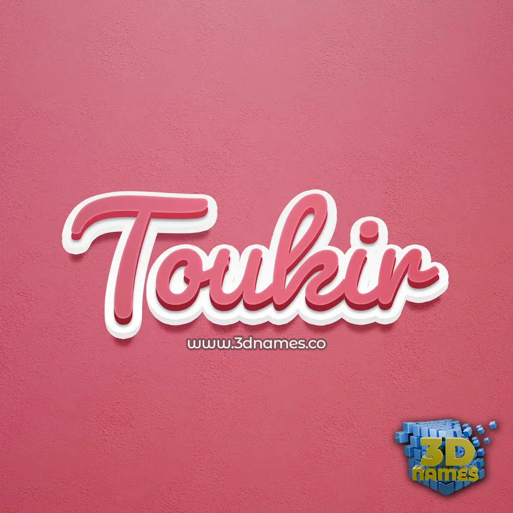 toukir in Red Scribble style - 3D name wallpaper