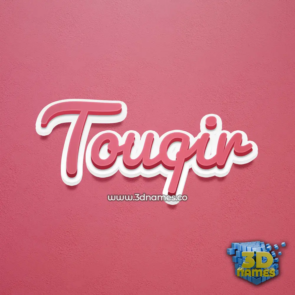 touqir in Red Scribble style - 3D name wallpaper