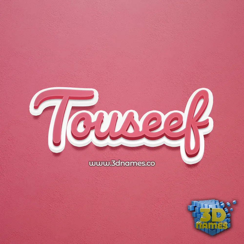 touseef in Red Scribble style - 3D name wallpaper
