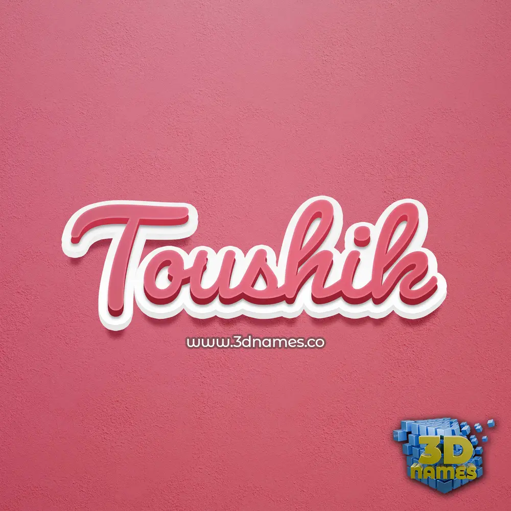 toushik in Red Scribble style - 3D name wallpaper