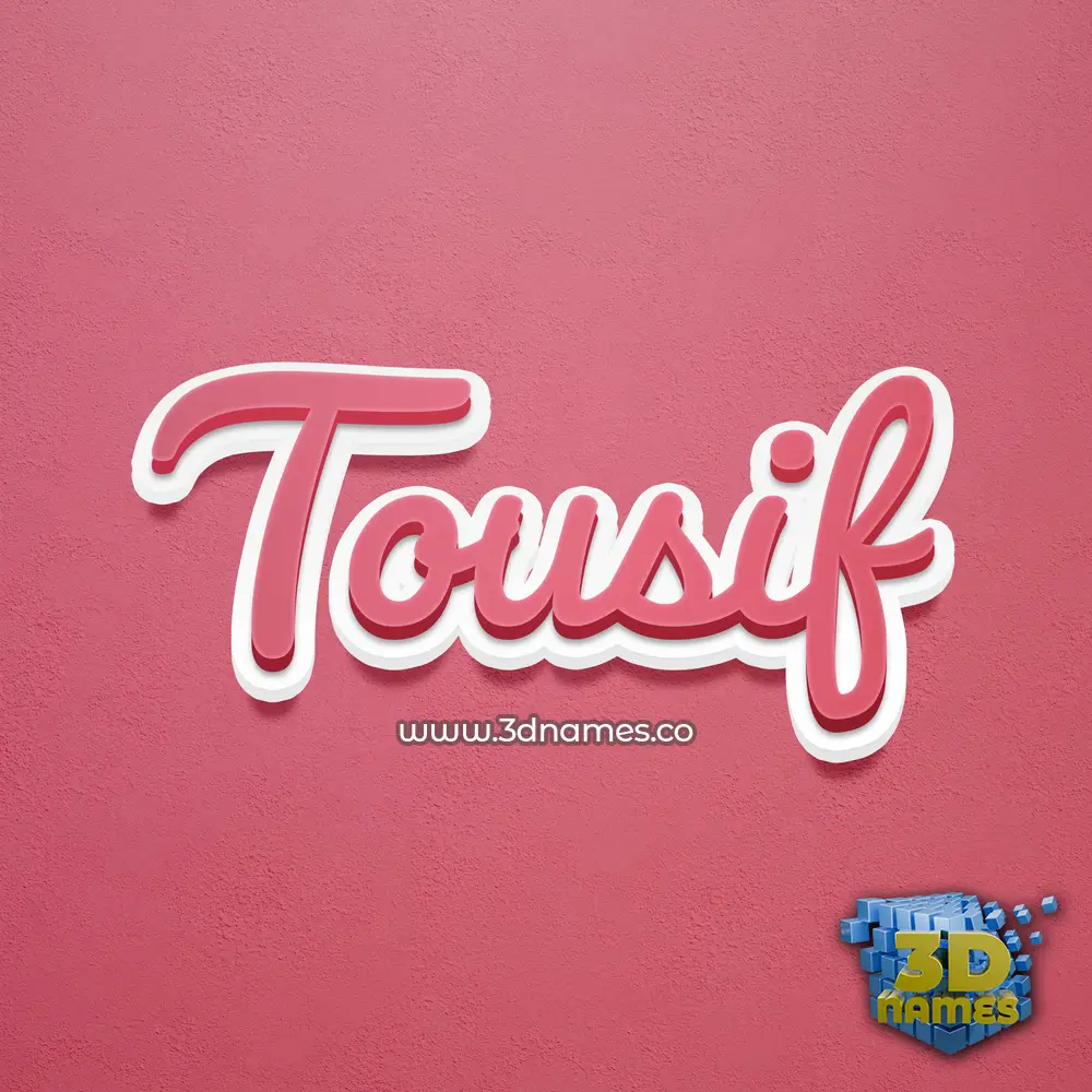 tousif in Red Scribble style - 3D name wallpaper