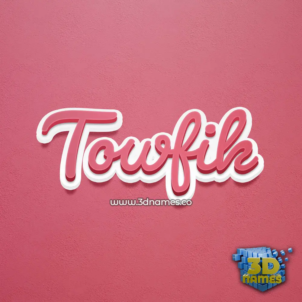 towfik in Red Scribble style - 3D name wallpaper