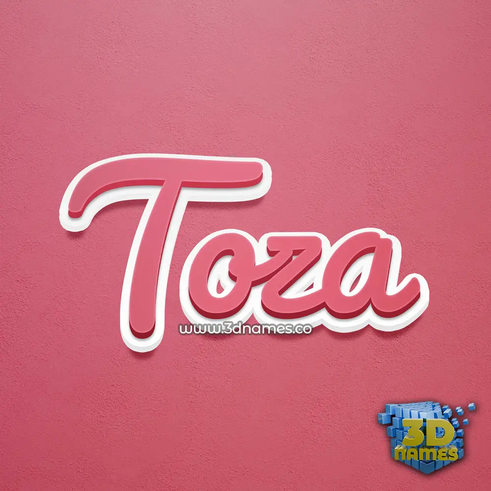 toza in Red Scribble style - 3D name wallpaper