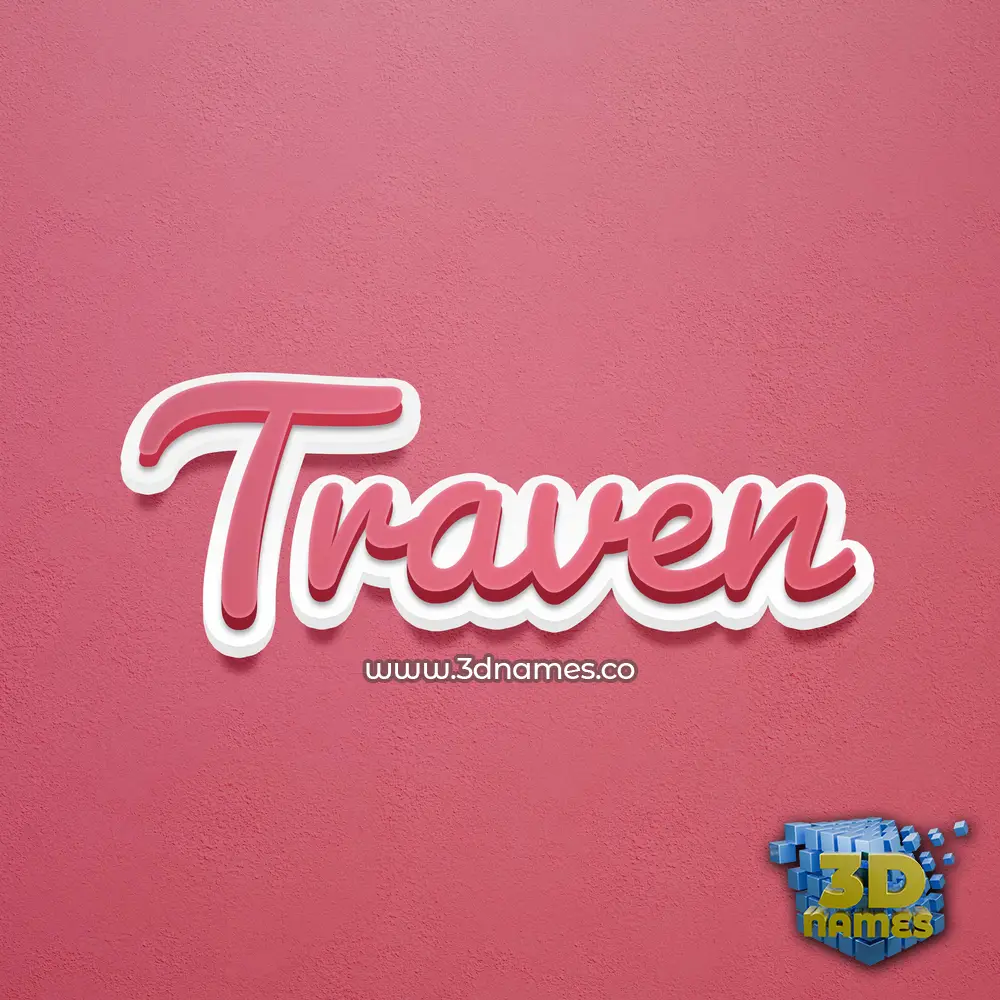 traven in Red Scribble style - 3D name wallpaper