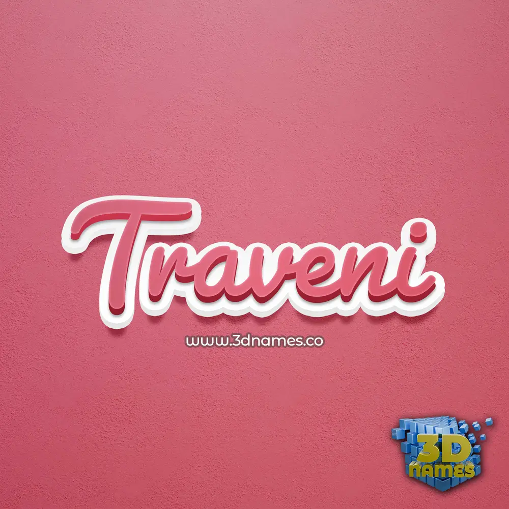 traveni in Red Scribble style - 3D name wallpaper