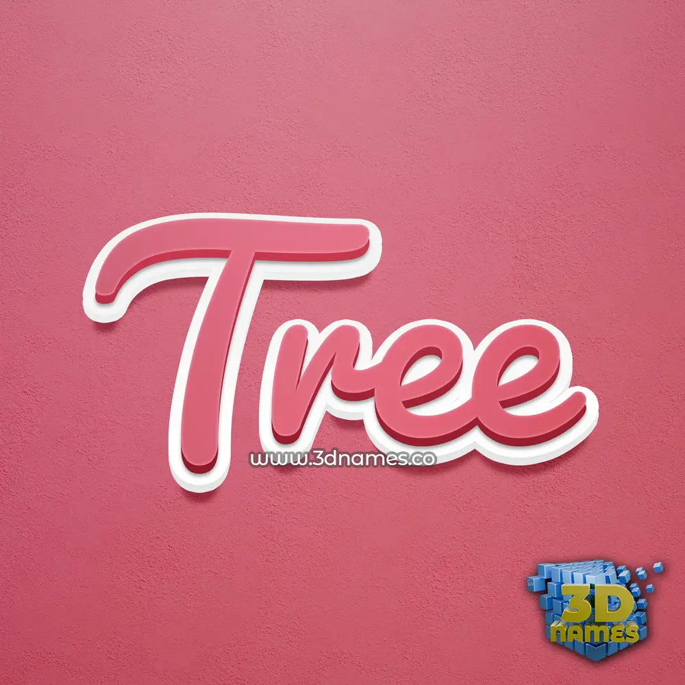tree in Red Scribble style - 3D name wallpaper