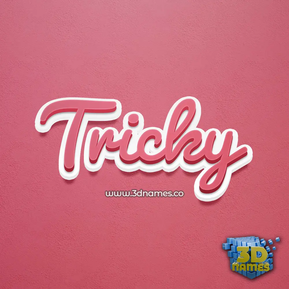 tricky in Red Scribble style - 3D name wallpaper