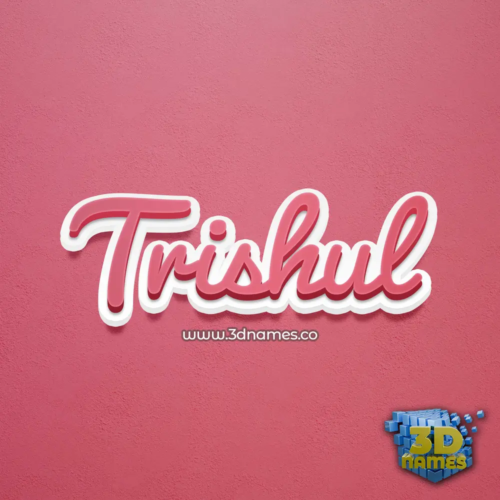 trishul in Red Scribble style - 3D name wallpaper