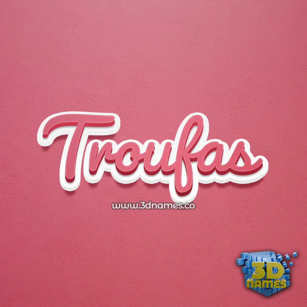 troufas in Red Scribble style - 3D name wallpaper
