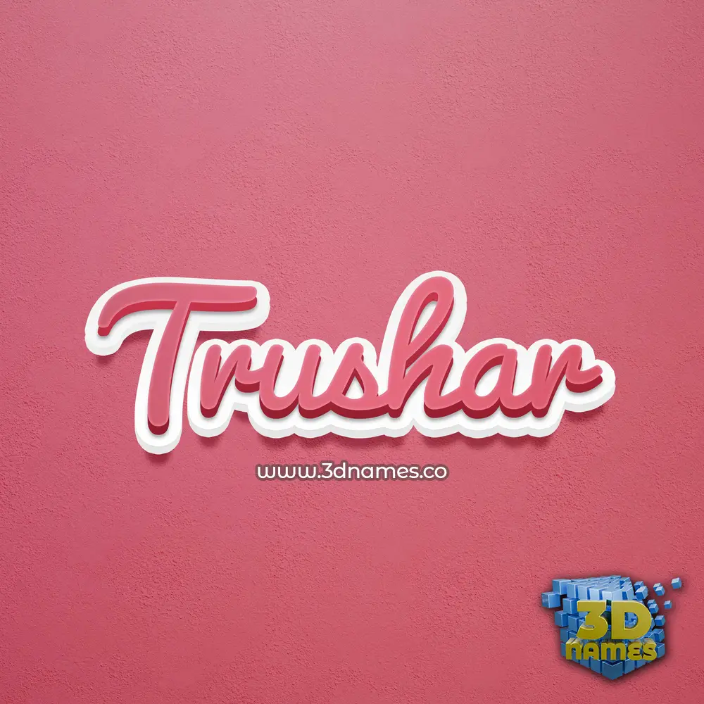 trushar in Red Scribble style - 3D name wallpaper