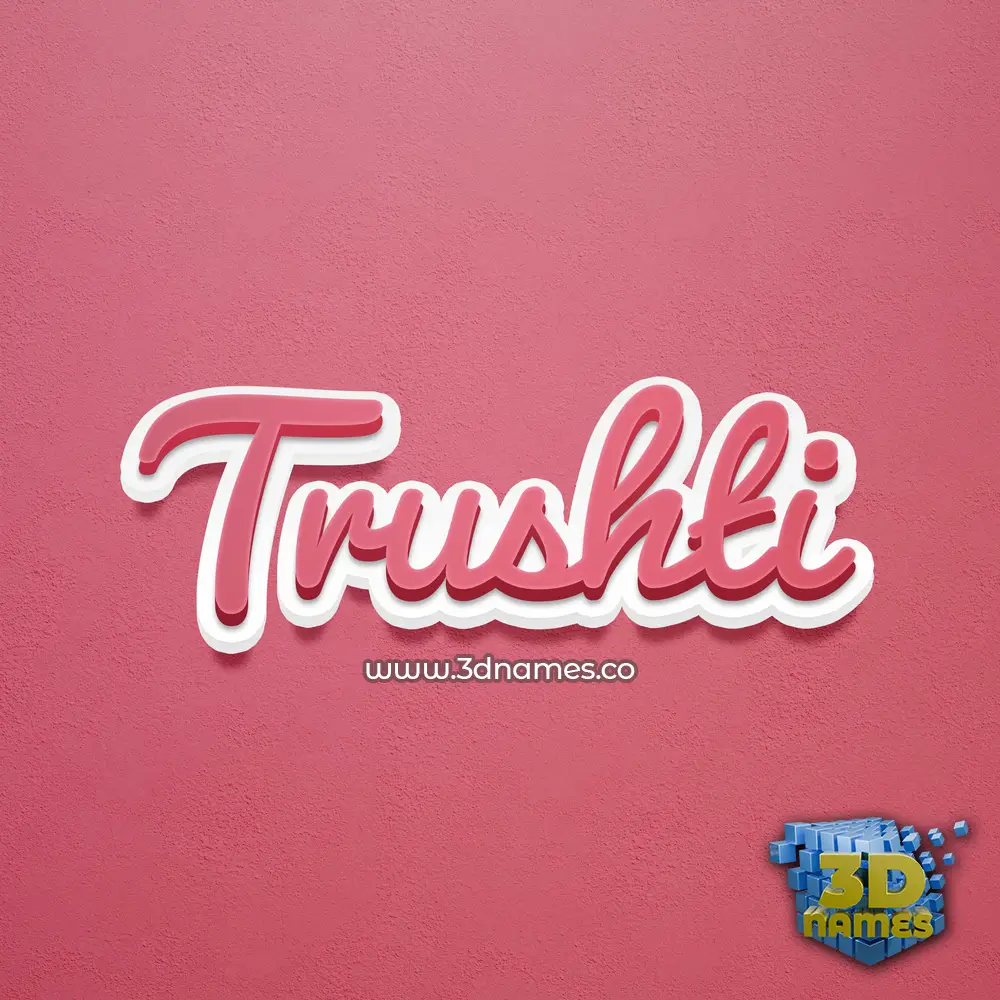 trushti in Red Scribble style - 3D name wallpaper