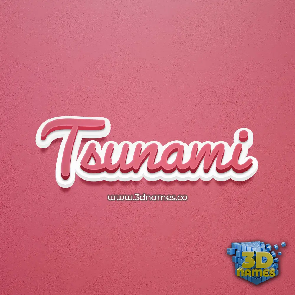 tsunami in Red Scribble style - 3D name wallpaper