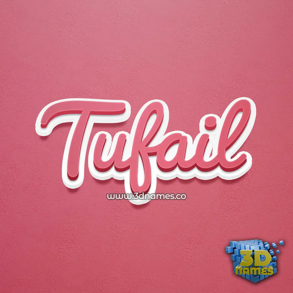 tufail in Red Scribble style - 3D name wallpaper
