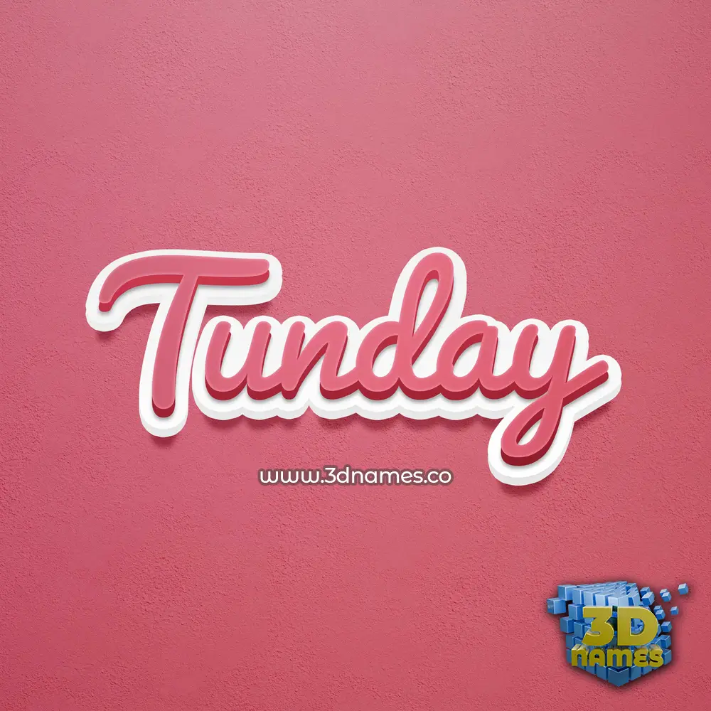 tunday in Red Scribble style - 3D name wallpaper