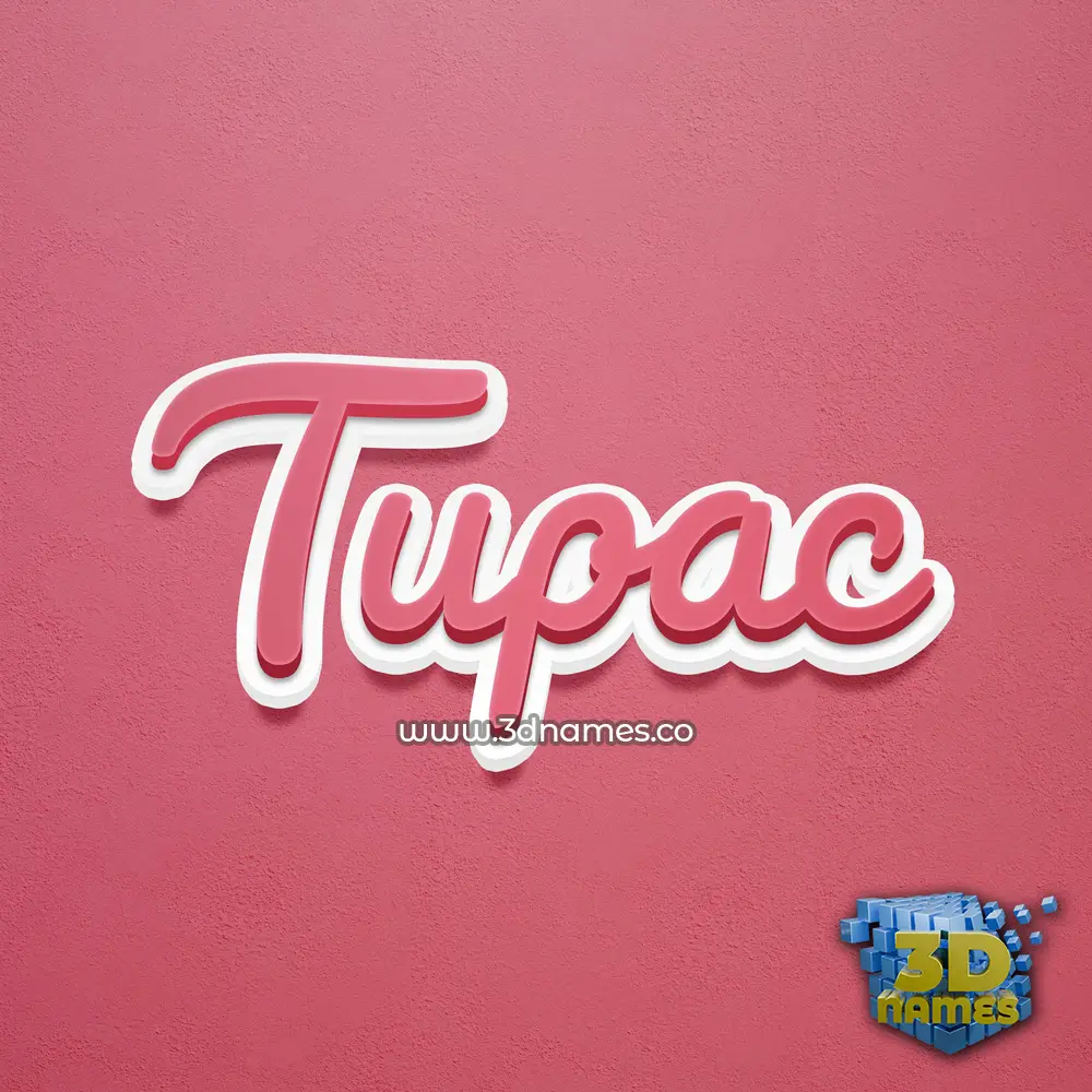 tupac in Red Scribble style - 3D name wallpaper