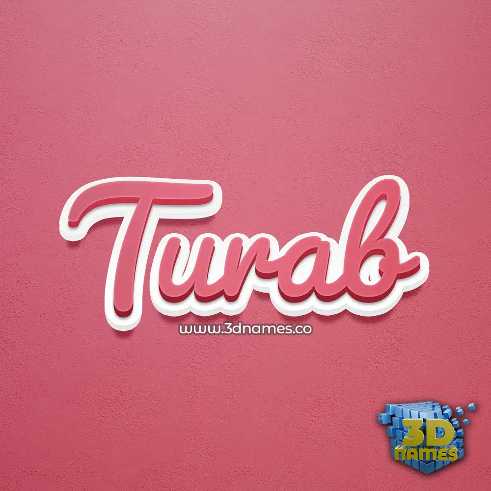 turab in Red Scribble style - 3D name wallpaper