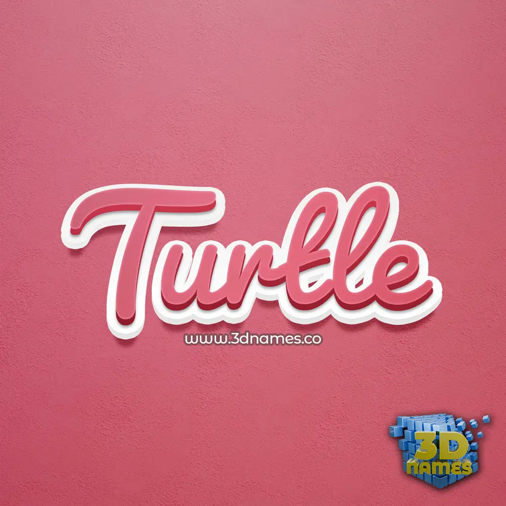 turtle in Red Scribble style - 3D name wallpaper