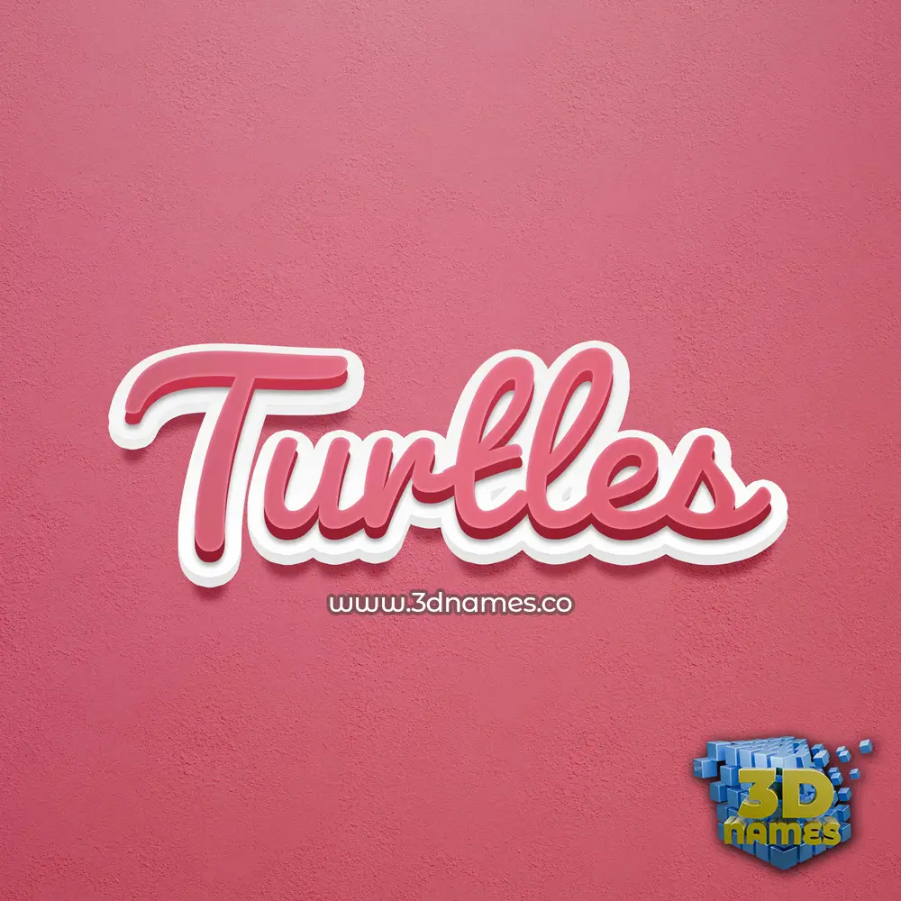 turtles in Red Scribble style - 3D name wallpaper