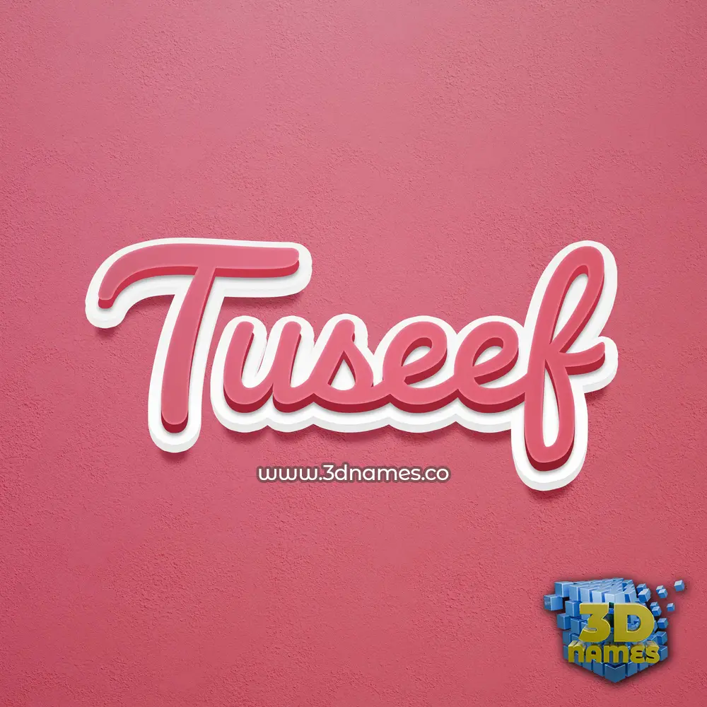 tuseef in Red Scribble style - 3D name wallpaper