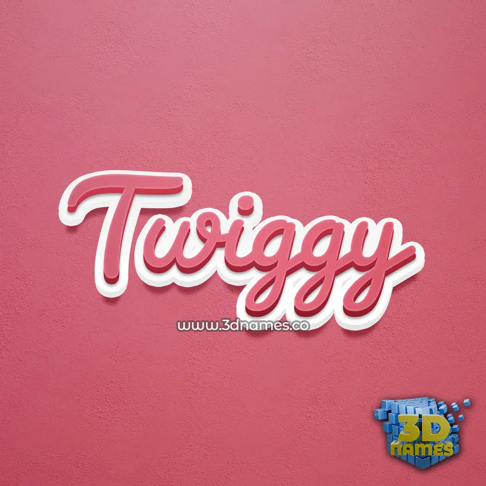 twiggy in Red Scribble style - 3D name wallpaper