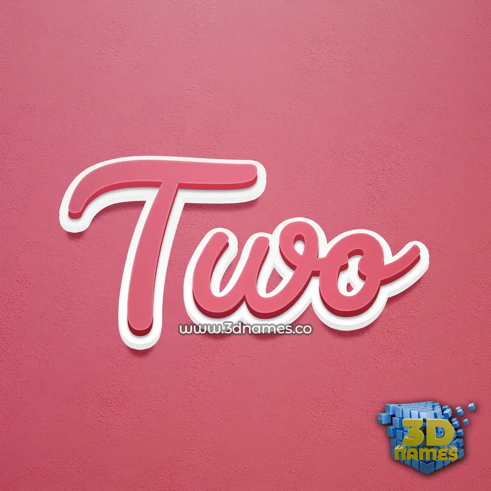 two in Red Scribble style - 3D name wallpaper