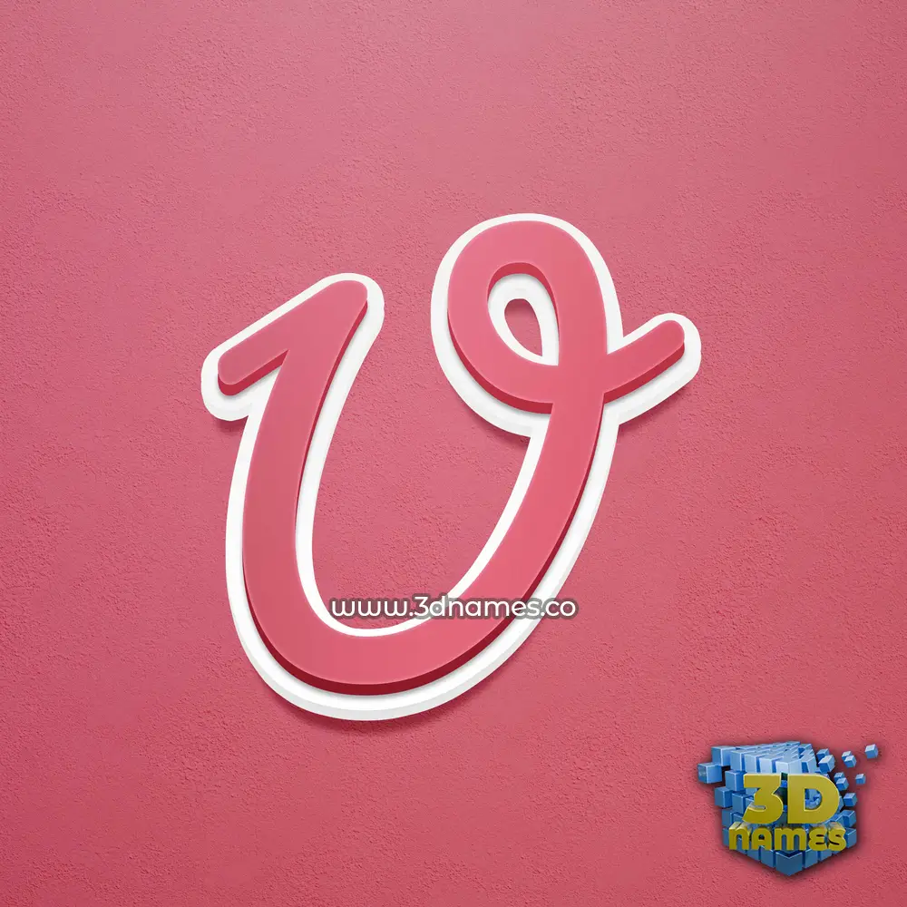 u in Red Scribble style - 3D name wallpaper