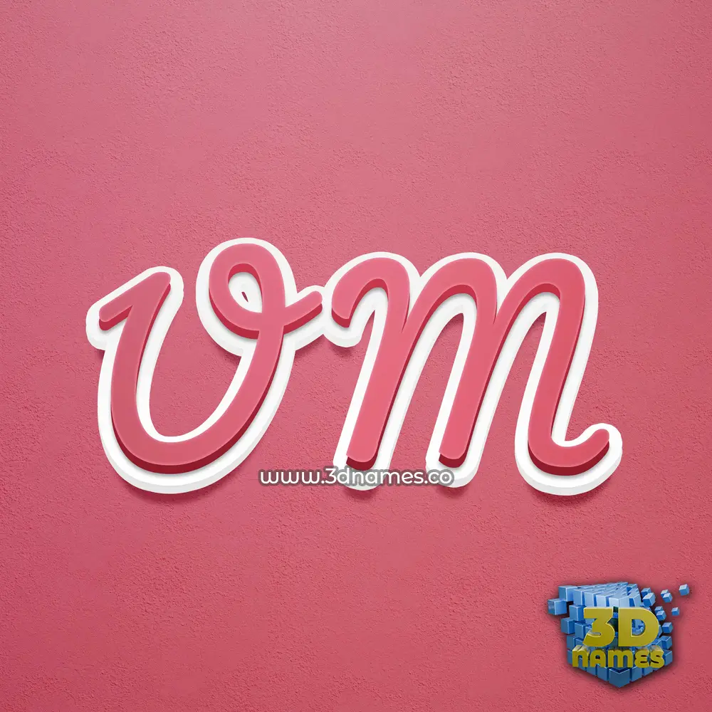 u m in Red Scribble style - 3D name wallpaper