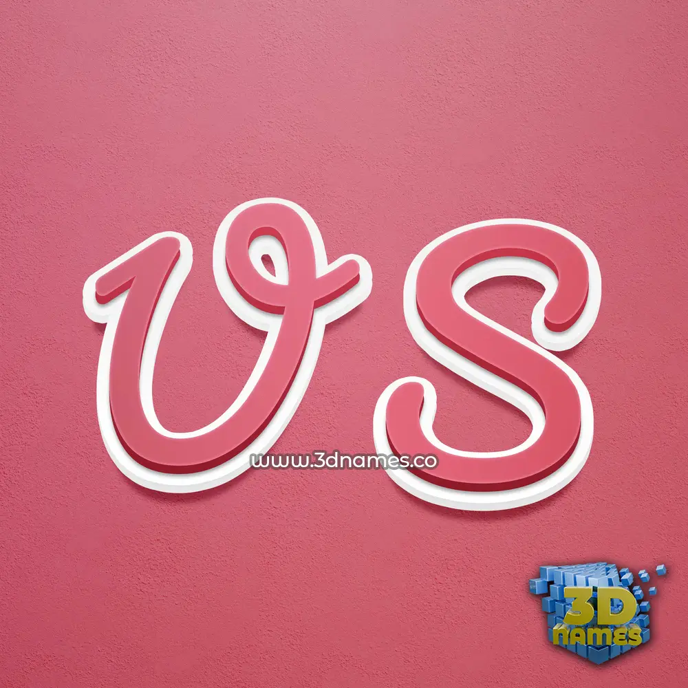 u s in Red Scribble style - 3D name wallpaper