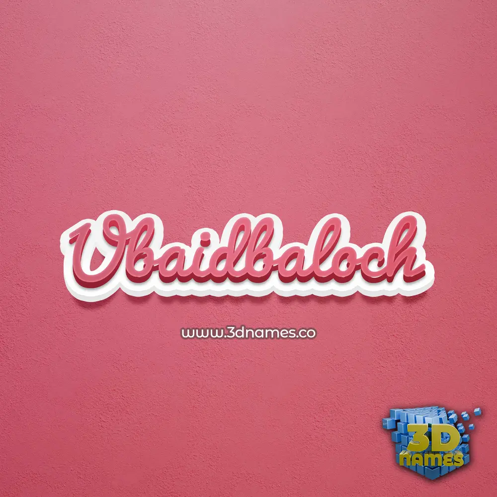 ubaidbaloch in Red Scribble style - 3D name wallpaper