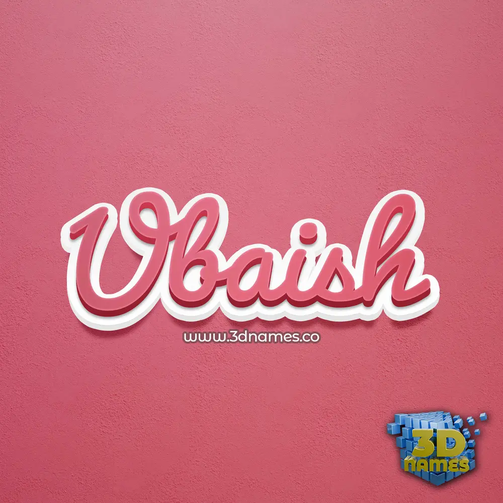 ubaish in Red Scribble style - 3D name wallpaper