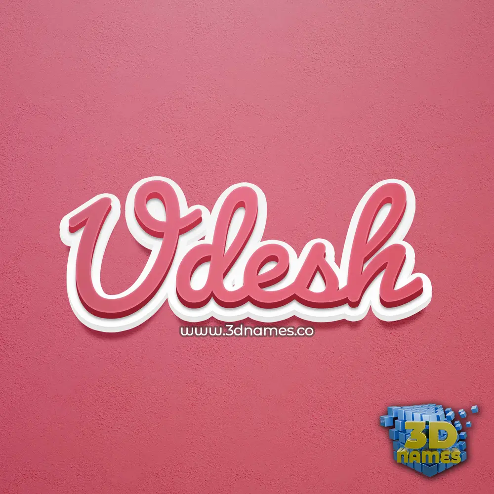 udesh in Red Scribble style - 3D name wallpaper