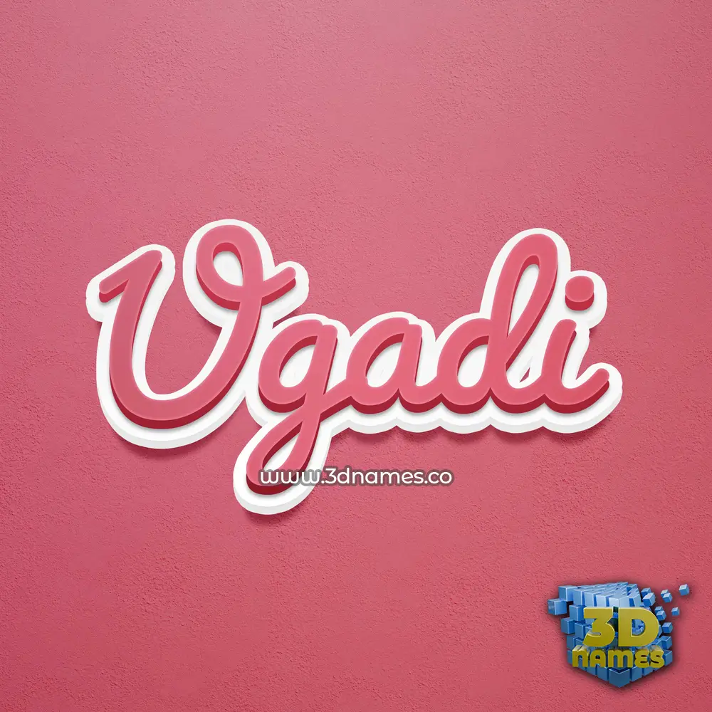 ugadi in Red Scribble style - 3D name wallpaper