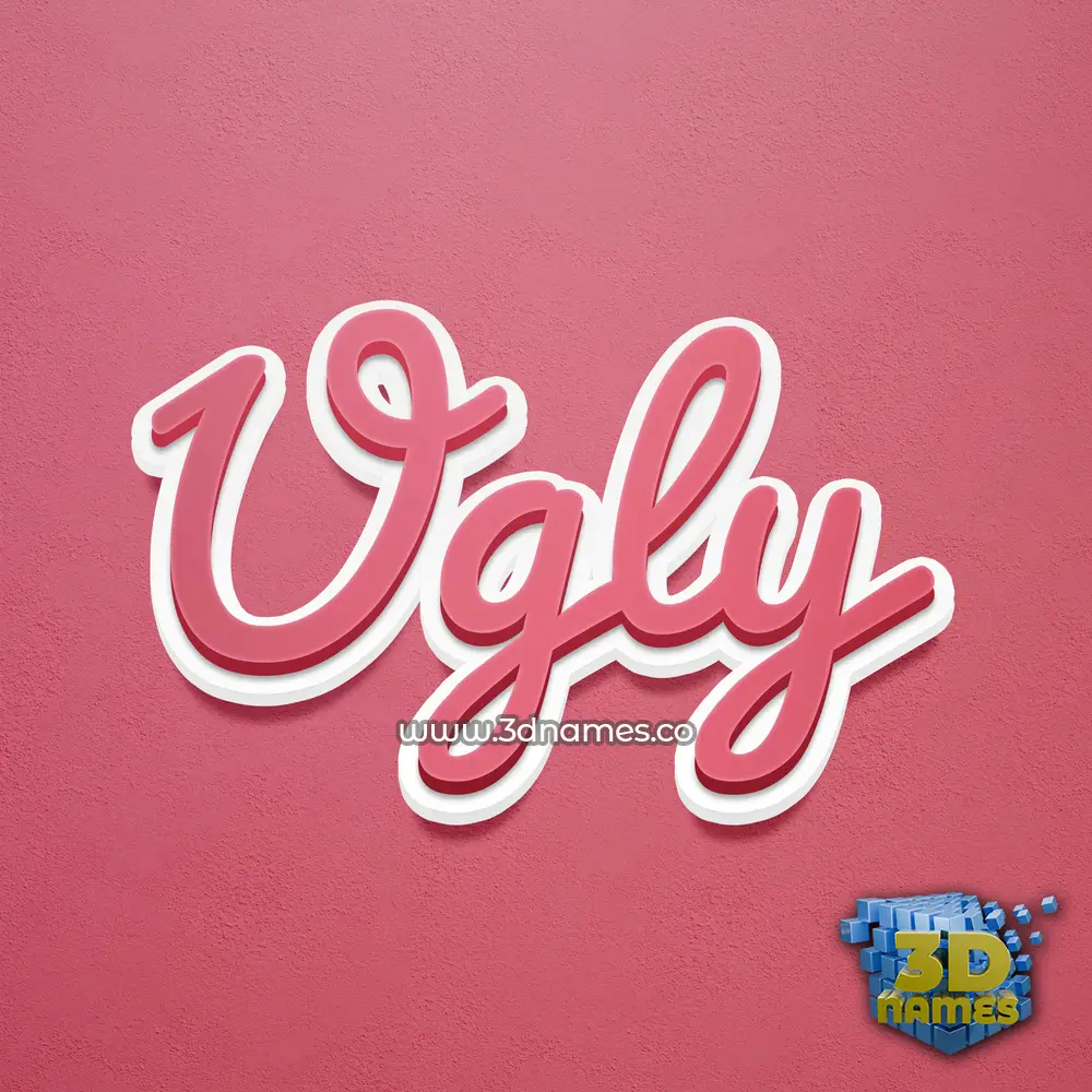 ugly in Red Scribble style - 3D name wallpaper