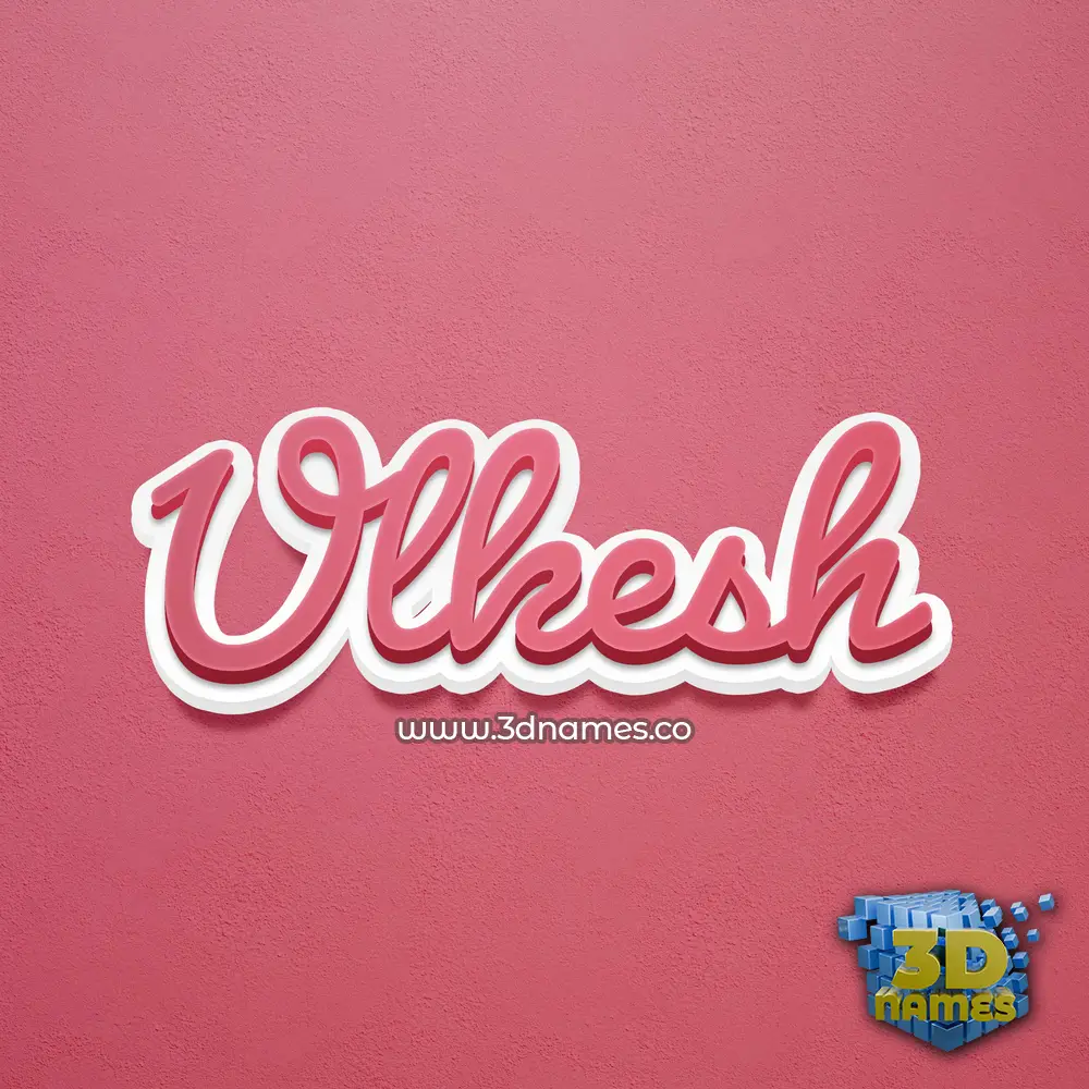 ulkesh in Red Scribble style - 3D name wallpaper