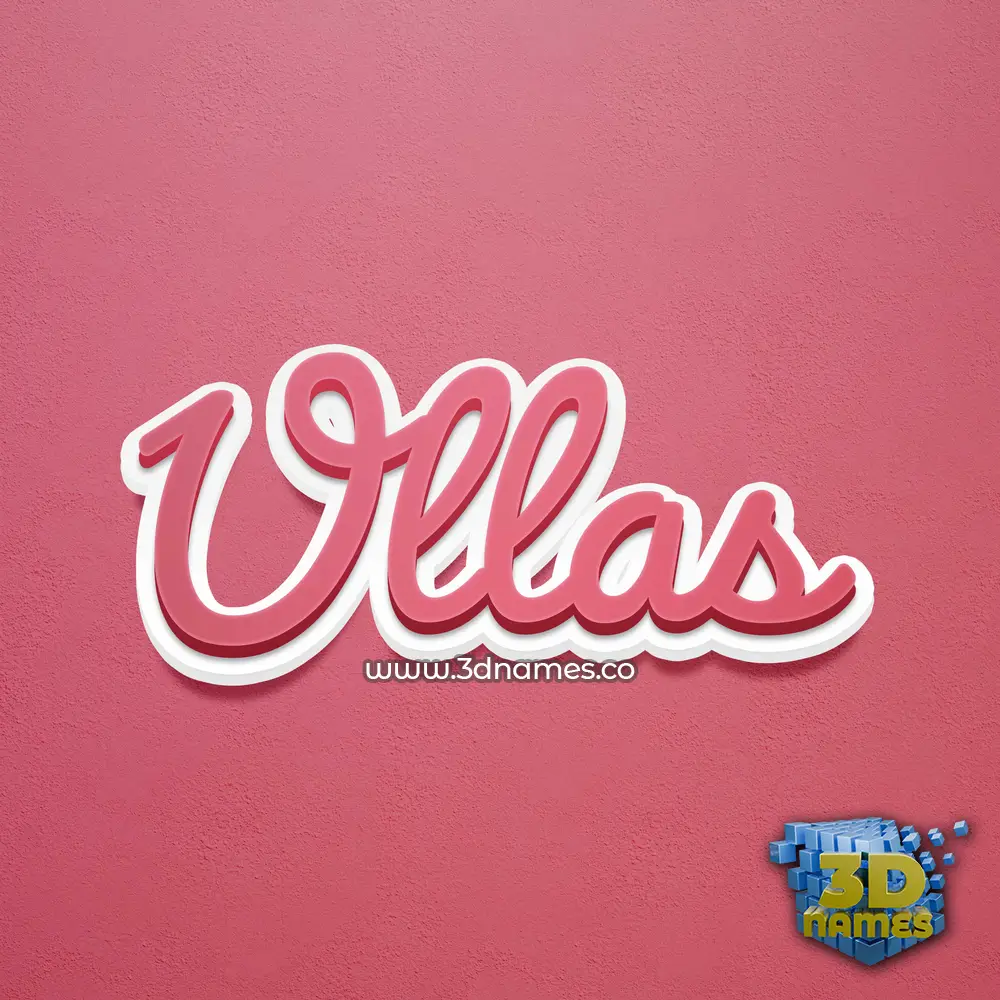 ullas in Red Scribble style - 3D name wallpaper