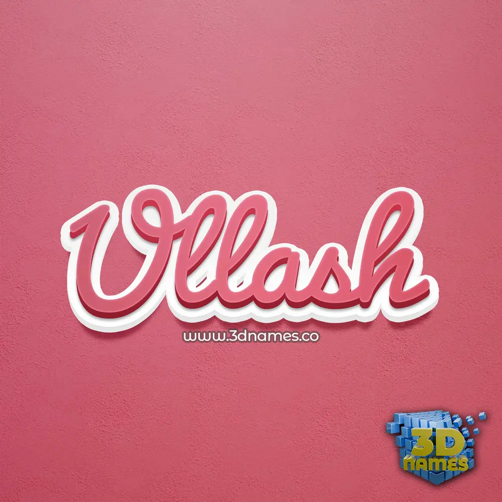 ullash in Red Scribble style - 3D name wallpaper