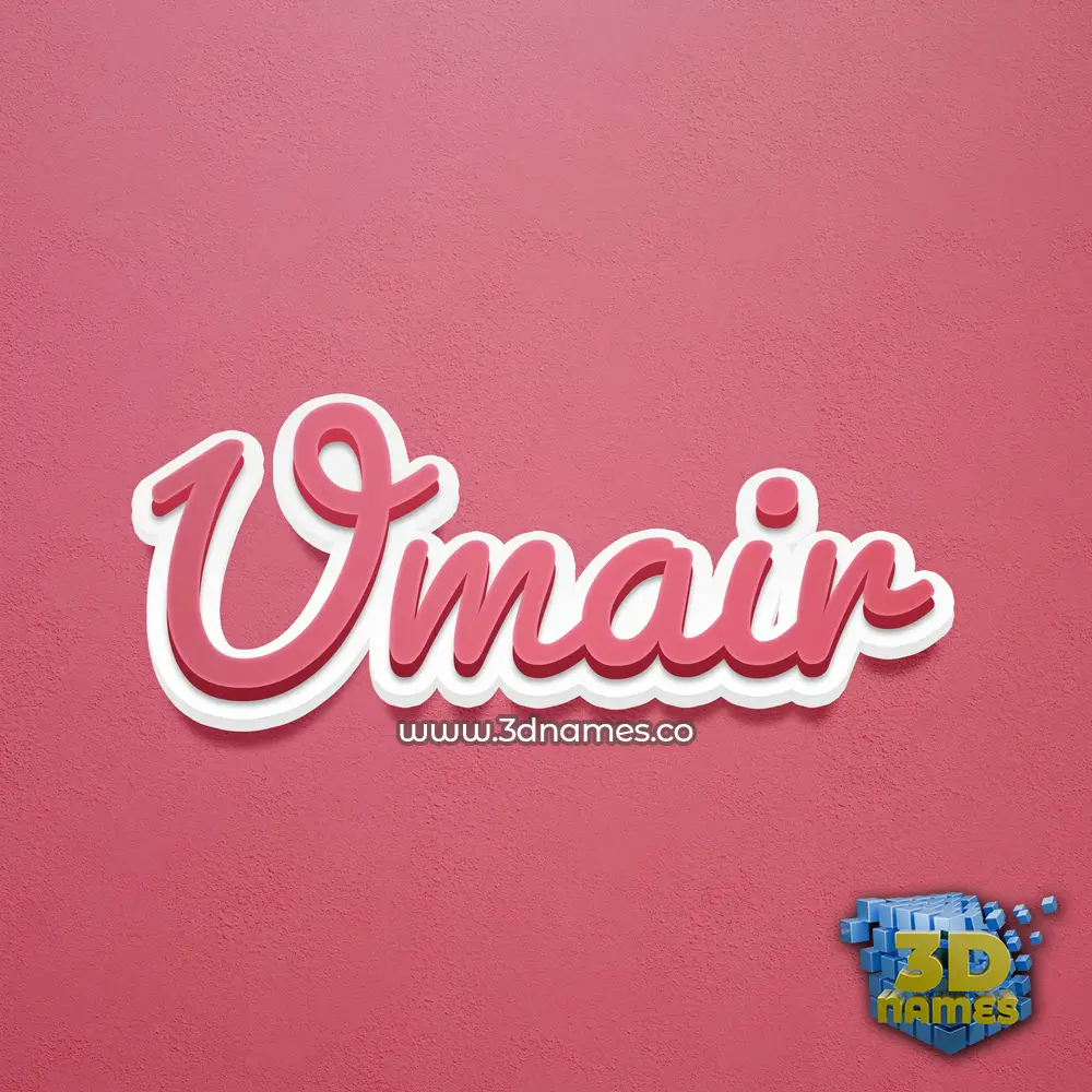 umair in Red Scribble style - 3D name wallpaper