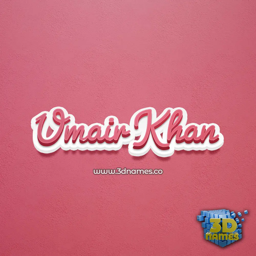 umair khan in Red Scribble style - 3D name wallpaper