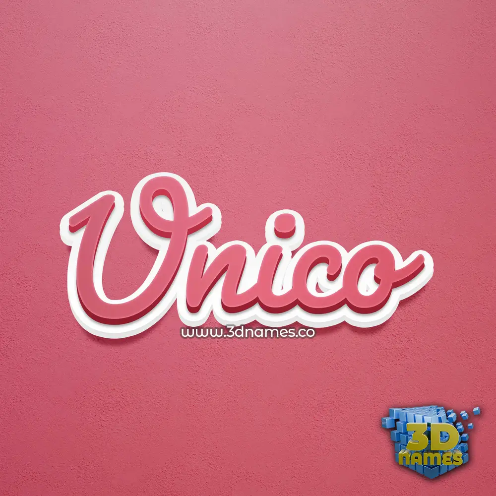 unico in Red Scribble style - 3D name wallpaper