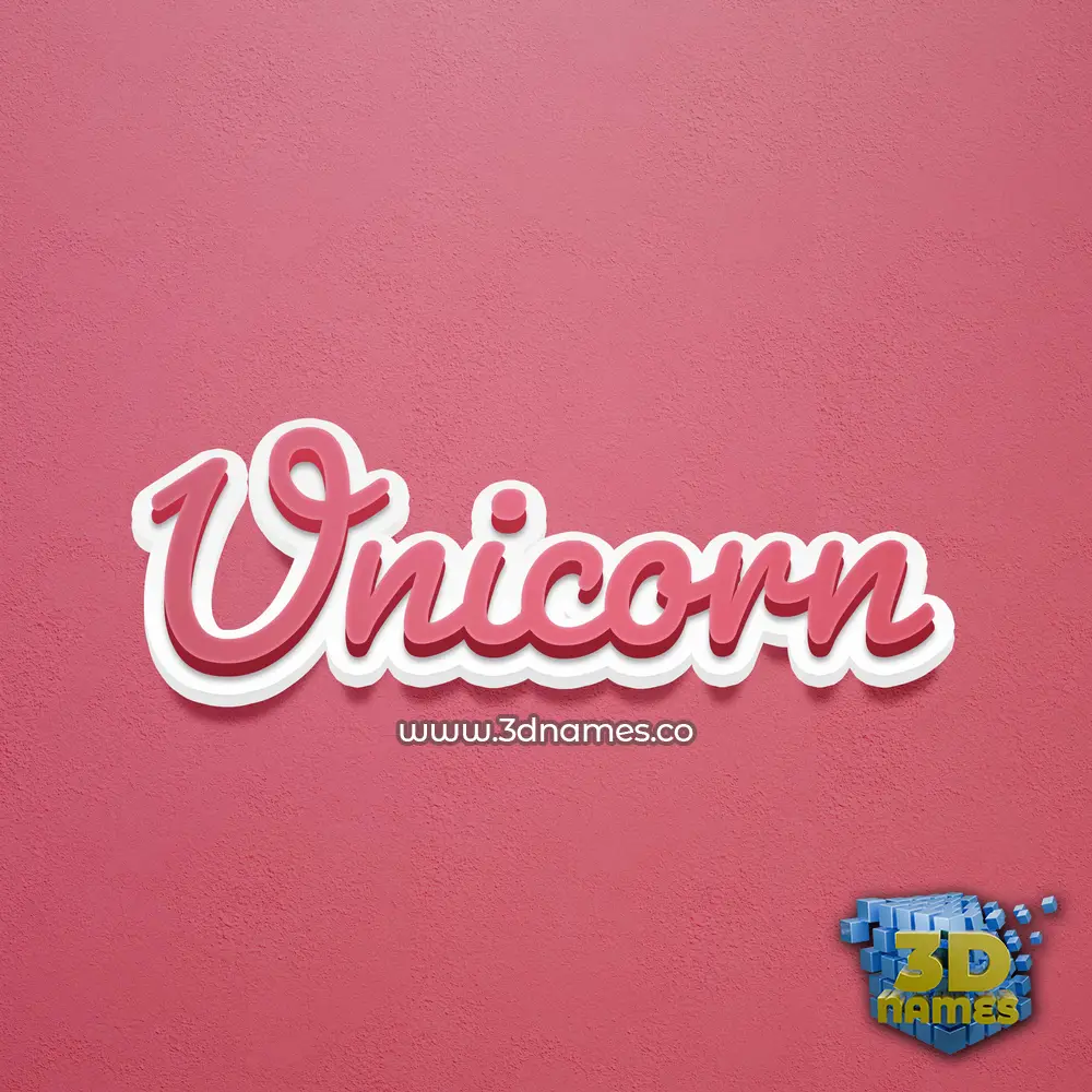 unicorn in Red Scribble style - 3D name wallpaper