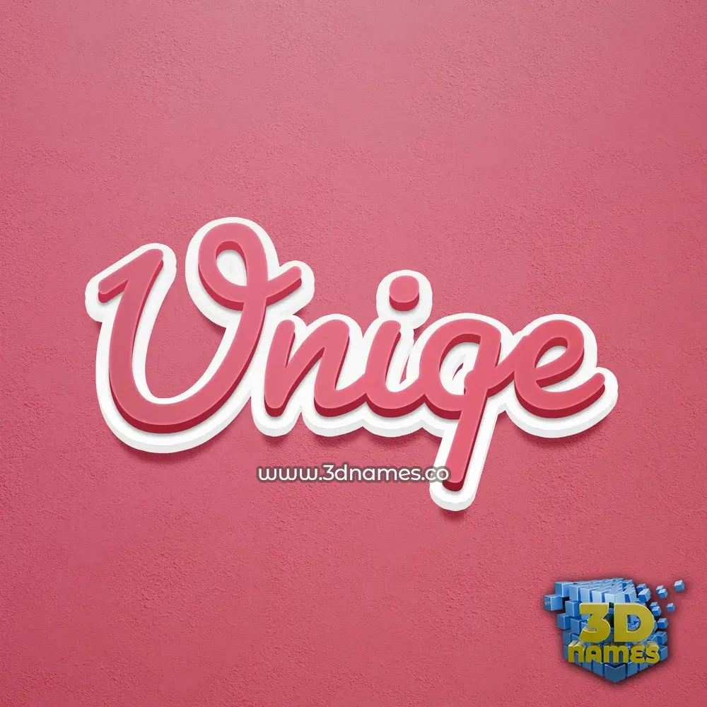 uniqe in Red Scribble style - 3D name wallpaper